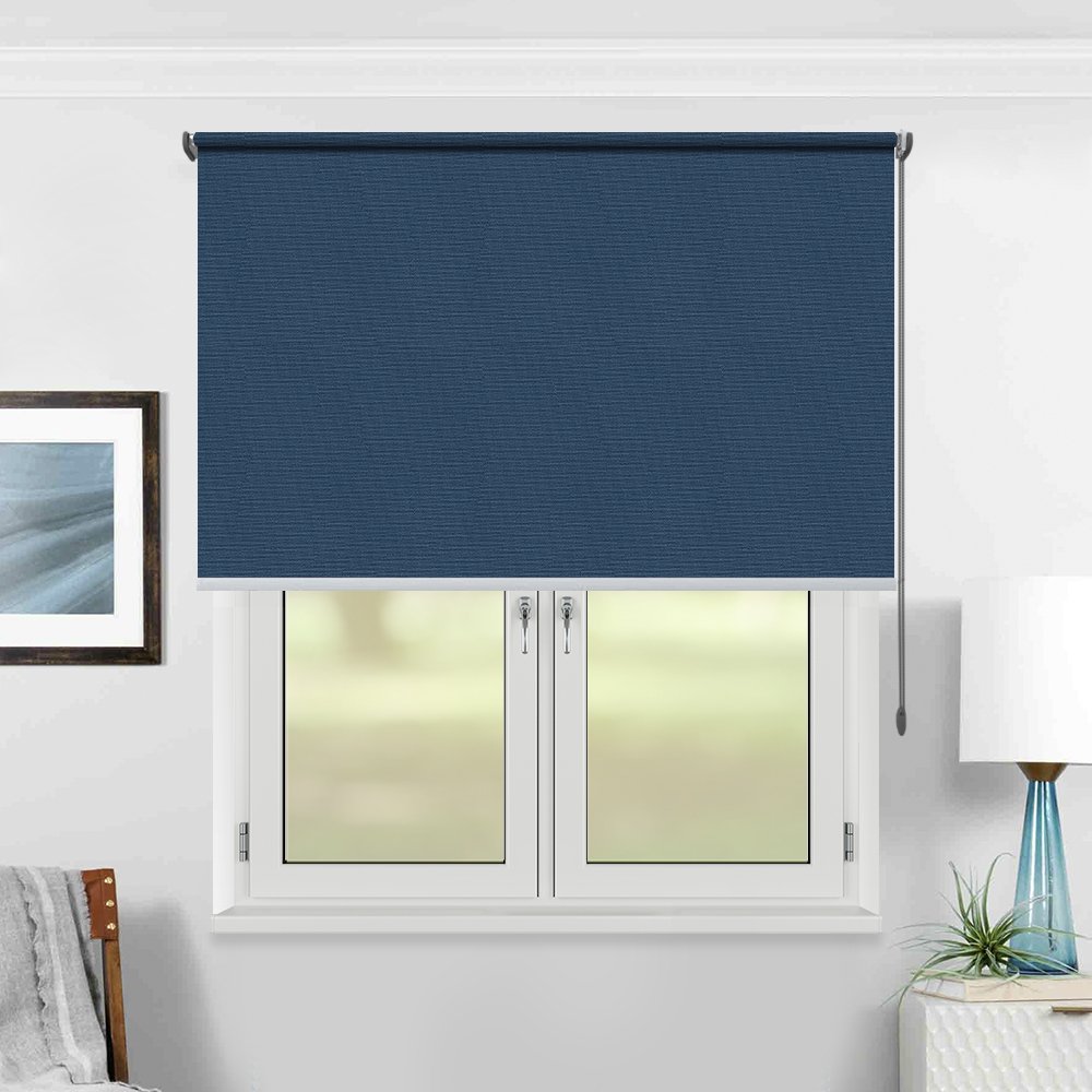 Рулонная штора «Toledo» ø28 фурнитура Черная. Ткань коллекции «Плэин» Сапфировый