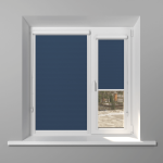 Рулонная штора «UNI 1» фурнитура Белая. Ткань коллекции «Плэин» Сапфировый