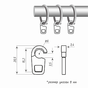 изображение крючок с ушком 6 мм упак. 60 шт на olexdeco.ru