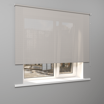 Рулонная штора «Стандарт» фурнитура Белая. Ткань коллекции «Скрин Виши» Бело-серый (компл. Россия)