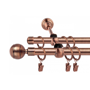 Двухрядный стеновой карниз для штор «Паола» Медь (16/16 М 140)